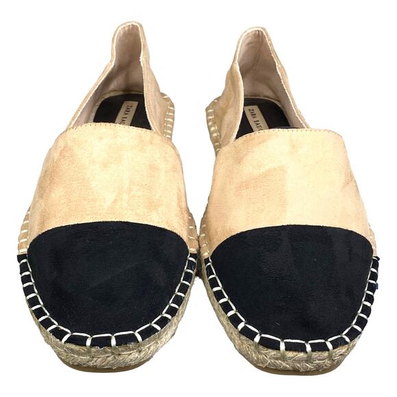 Zara Women's Esparto Black Tan Slip On Espadrilles Size 40 US 9 - Picture 7 of 11